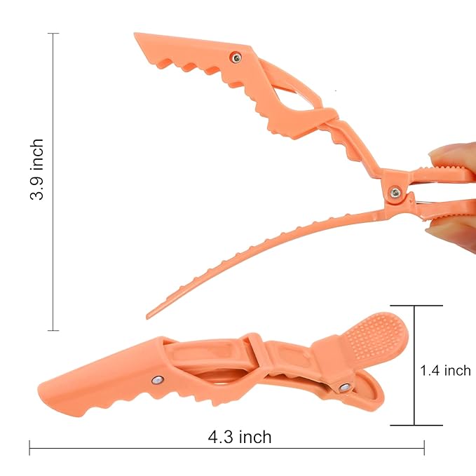 Ondder 14 Pcs Orange Sectioning and Coloring Clips - Large Alligator Styling Clips for Salon, Barber, and Cutting Accessories for Women, Men, and Teens
