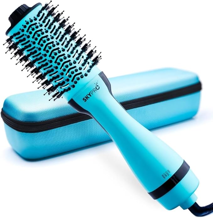 Blow Dryer Brush with Case | Ultra Lightweight Hair Dryer Brush Straightens, Volumizes & Creates Loose Waves | Hot Air | One Step Blowout and Volumizer by SKYPRO
