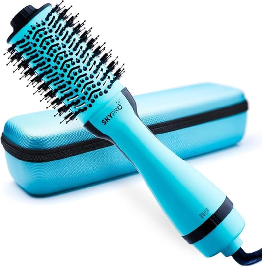 Blow Dryer Brush with Case | Ultra Lightweight Hair Dryer Brush Straightens, Volumizes & Creates Loose Waves | Hot Air | One Step Blowout and Volumizer by SKYPRO