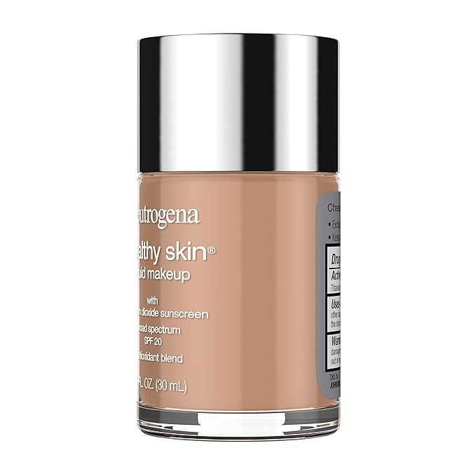 Neutrogena Healthy Skin Liquid Makeup Foundation with Broad Spectrum SPF 20 Sunscreen, Medium Coverage Foundation with Nourishing Pro-Vitamin B5, Chestnut 135, 1 fl. oz