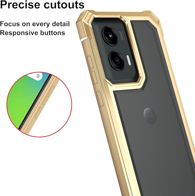 Ailiber for Motorola Moto G Stylus 5G 2024 Case, Clear Transparent [Anti Yellowing], with [Screen Protector], Dual Layer Shockproof Bumper Cell Phone Cover for Moto G Stylus 2024 5G-Gold