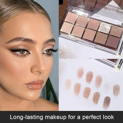10Colors Nude Light Brown Eyeshadow Palette Makeup,Natural Neutral Highly Pigmented Eye Shadow,Naturing-Looking Long Lasting Waterproof Blendable Hypoallergenic Suitable for Beginners