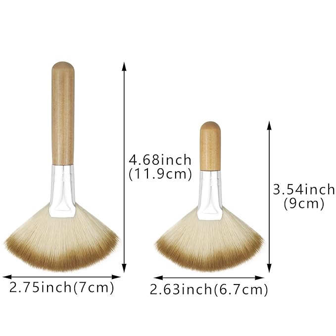 4 Pack Fan Brushes Soft Bristle Face Highlighting Blush Brush with Long and Short Handle Facial Applicator Brushes Face Makeup Tools for Loose Powder Highlighting Blush