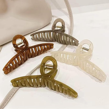 Jelly Claw Clips for Women Girls, 5 Inch Hair Styling Accessories for Long Thick Hair, Jumbo, Extra-large, Oversized (Jade green Crossover)