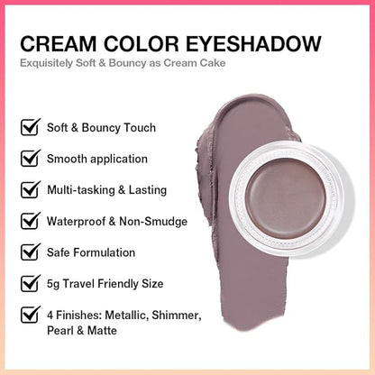 evpct Matte Espresso Coffee Brown Single Cream Eye Shadow Palette Pot Makeup for Older Women, Highly Pigmented Monochrome Cream to Powder Eyeshadow Palette Matte Liquid eyeshadow, Natural Waterproof