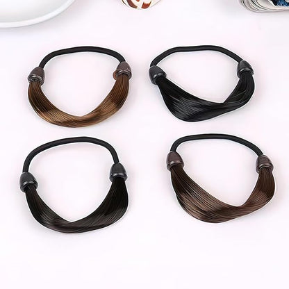 8 Pcs Elastic Wig Hair Ties for Women - Imitation Head Ropes High Ponytail Holders - Invisible, Long Hair Styling Accessories for Daily Use (4 Color)
