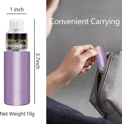 Hair and Body Glitter Spray, Holographic Glitter Highlighter Powder, Face Body Clothes Shiny Glitter, Loose Shimmer Hairspray Festival Rave Prom Accessories, 10g (05# Purple)