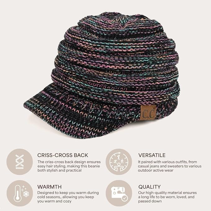 C.C Hatsandscarf Exclusives Women's Ribbed Knit Hat with Brim (YJ-131)(YJ-2023)