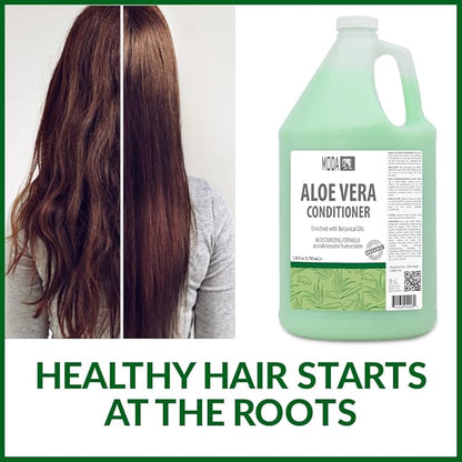 MODA - Moisturizing Conditioner for all Hair Types, Aloe Vera, 128 Oz, Professional - Strengthens, Moisturizes, Leaves Hair Soft and Shiny, Adds Volume, Protects Color and Restore