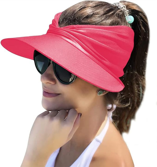 Sun Hat Women Sun Beach Visor Cap UV Protection with Wide Brim for Sports Beach Golf Hiking