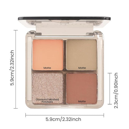 Eyeshadow Quads Blendable Glitter Matte Eyeshadow Palette, Orange Khaki Nude Champagne Gold Sparkly Four Eyeshadow Palette Makeup,Everyday Nature Long-Lasting Waterproof Women Girls Eye Shadow 3#