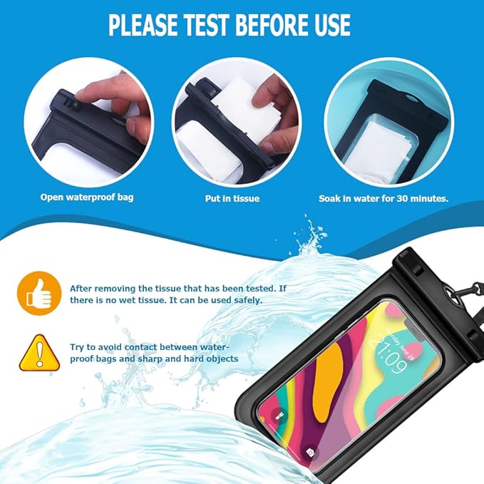 5 pcs Universal Waterproof Phone Pouch, Cellphone Dry Bag IPX8 Underwater Waterproof Case Compatible with iPhone 12/11 Pro Max/Pro/8 Plus, Galaxy S21/S20/S10/Note 20/10/9, Plus Phones up to 6.8"