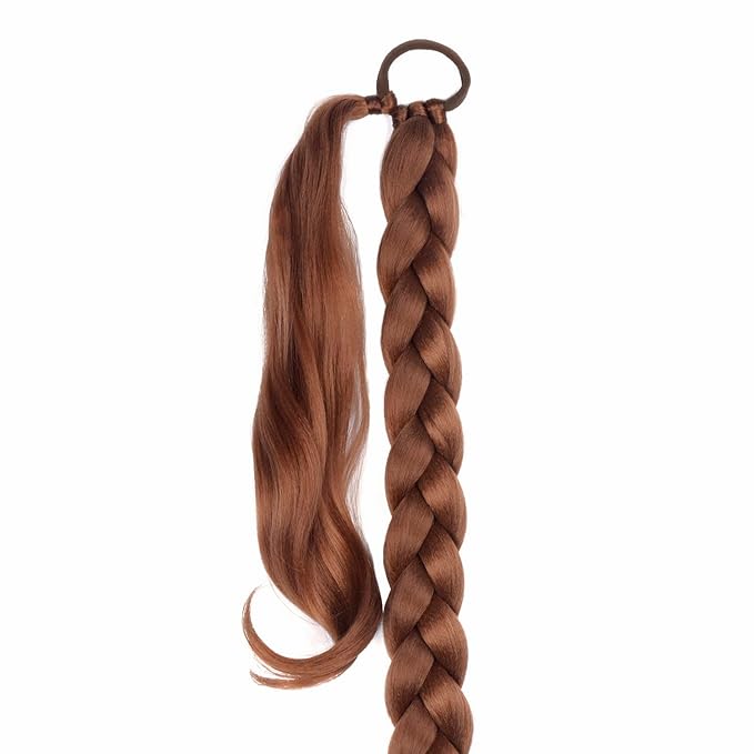 2 Pack Long DIY Braided Ponytail Extension with Hair Tie Straight Wrap Around Hair Extensions Ponytail(30#)