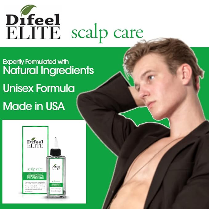 Difeel Elite Scalp Care with Peppermint & Tea Tree Oil Hair Scalp Treatment for Dry, Flaky Scalp 3 oz. - Tea Tree Hair and Scalp Treatment with Peppermint