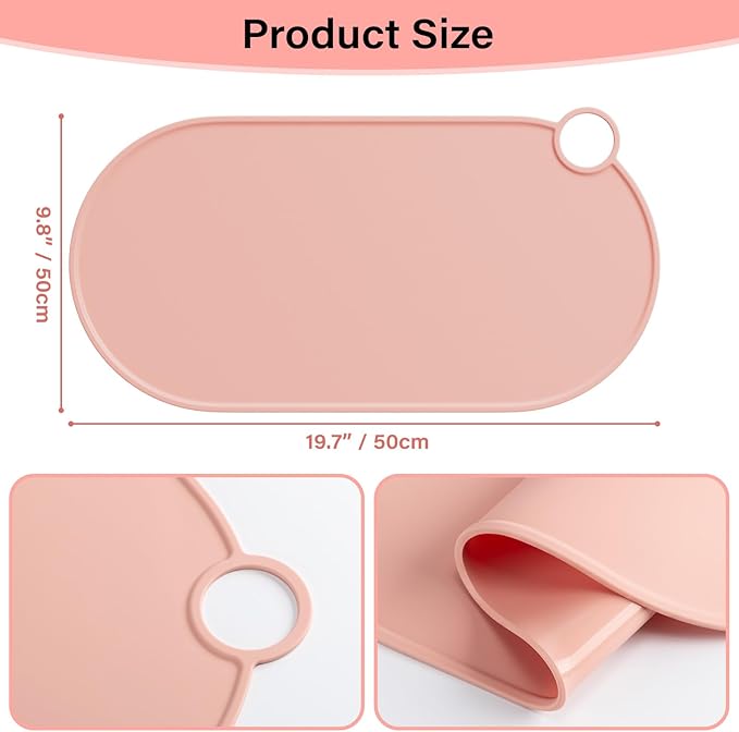Noverlife Heat Resistant Mat for Hair Tools, Large Makeup Mat, Silicone Hot Tools Mat for Curling Iron/Flat Iron/Straightener Pad, Non-Slip Vanity Protector Pad, Kitchen Counter Mat, 19.6"x9.8"