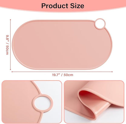 Noverlife Heat Resistant Mat for Hair Tools, Large Makeup Mat, Silicone Hot Tools Mat for Curling Iron/Flat Iron/Straightener Pad, Non-Slip Vanity Protector Pad, Kitchen Counter Mat, 19.6"x9.8"