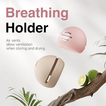 2Pcs Makeup Sponge Holder Silicone Beauty Sponge Holder Makeup Blender Case for Travel 2 in 1 Stand Storage For Quick Drying Khaki+Khaki