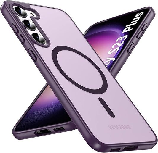 OWKEY for Samsung Galaxy S23 Plus Case 6.6'', Magnetic S23 Plus Case Compatible with Magsafe, [Military Grade Shockproof] Translucent Back Slim Bumper Cover Phone Case Galaxy S23 Plus case, Purple