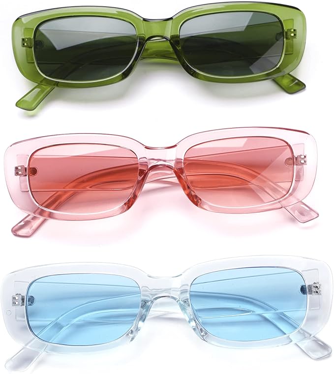 4 Pieces Retro Vintage Sunglasses Small Square Rectangle 90s Glasses Trendy Y2K for Women Aesthetic Accessories