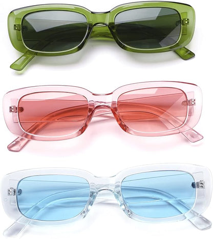 4 Pieces Retro Vintage Sunglasses Small Square Rectangle 90s Glasses Trendy Y2K for Women Aesthetic Accessories