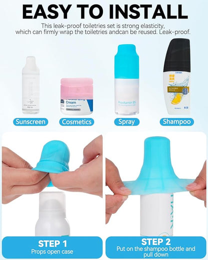 12 Pack Travel Essentials Silicone Bottle Covers, Cruise Ship Essentials,Travels Essentials for Women Men,Elastic Sleeves for Leak Proofing,Travel Size Toiletries,Accessories Luggage