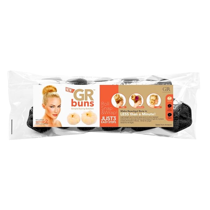 Beauty Hair Styling Accessory - 2 Pieces Doughnut Hair Bun Maker and Curler in Small & Large (Black)