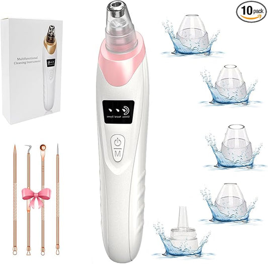 2025 Blackhead Remover Pore Vacuum,Facial Pore Cleaner-5 Suction Power,5 Probes,USB Rechargeable Blackhead Vacuum Kit Electric Acne Extractor Tool for Adult (Pink)