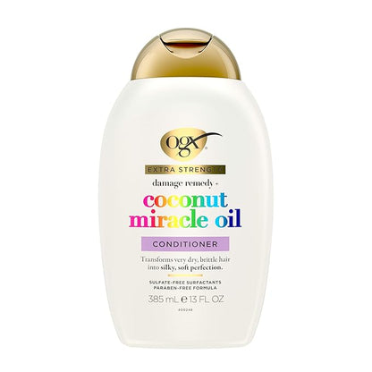 OGX Extra Strength Damage Remedy + Coconut Miracle Oil Conditioner for Dry, Frizzy or Coarse Hair, Paraben-Free, Sulfate-Free Surfactants, 13 Fl Oz