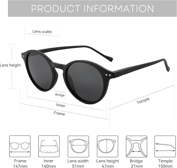 ZENOTTIC Polarized Round Sunglasses, Stylish Sunglasses for Men and Women Retro Classic, Multi-Style Selection