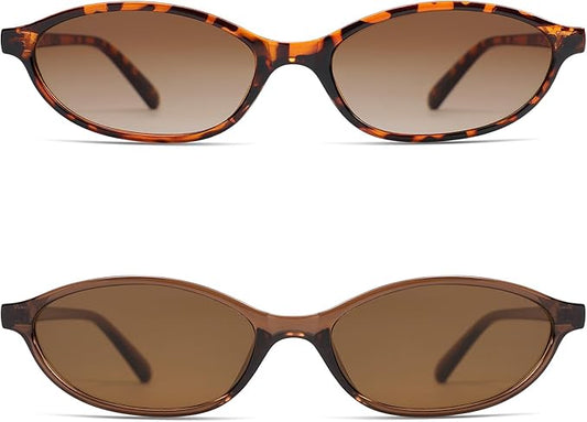 Retro Oval Cat Eye Sunglasses for Women Y2k Trendy Narrow Sunnies Designer Sun Glasses AR82253