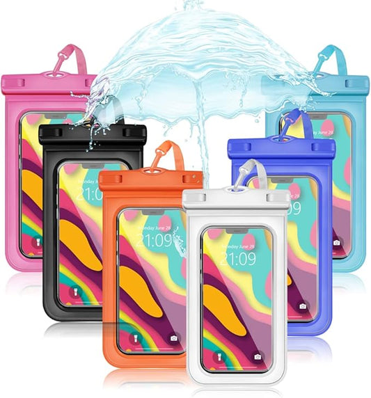 6 pcs Waterproof Phone Pouch Universal Phone Waterproof Case Compatible for iPhone 11 13 12 Max Pro XS Samsung Galaxy s22 s10 Up to 6.9", IPX8 Plastic Cell Phone Dry Bags