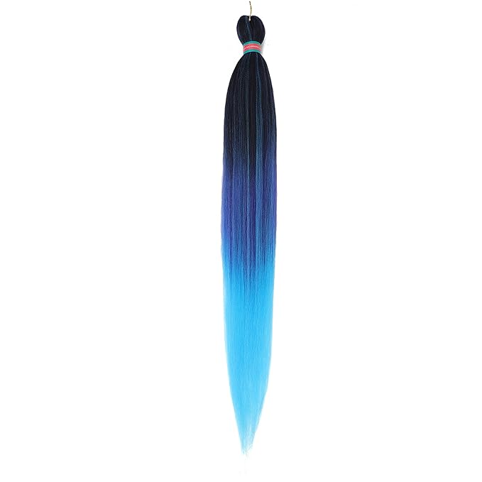 Ombre Pre stretched Braiding Hair, 36 Inch Braid Hair Extensions, 8 packs Multi Color blend braiding hair pre-stretched, Crochet Hair Braiding (36''-8 packs,1b/purple/l.blue)