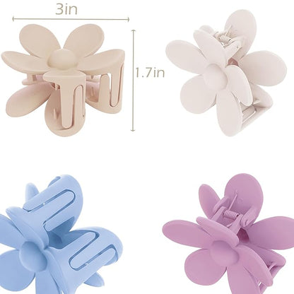 Flower Hair Clips 6 PCS Flower Claw Clips Daisy Clips for Women Matte Large Claw Clips Strong Hold Jaw Clamps Hair Accessories for Thick Hair 6 Colors
