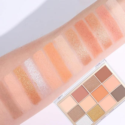 Nude Brown Maroon Bronze Eyeshadow Palette,Natural Neutral Soft Small Cream Eyeshadow Palette,Highly Pigmented Eye Shadow Palette Long Lasting Naturing-Looking Make Up Pallets for Women,Vegan