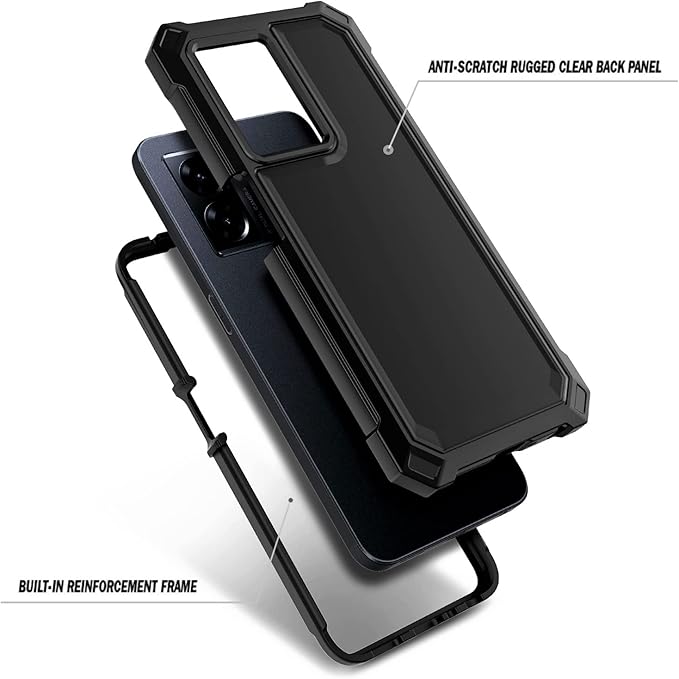 NZND Compatible with OnePlus Nord N300 5G Case with [Built-in Screen Protector], Full-Body Protective Shockproof Rugged Bumper Cover, Impact Resist Phone Case (Black)