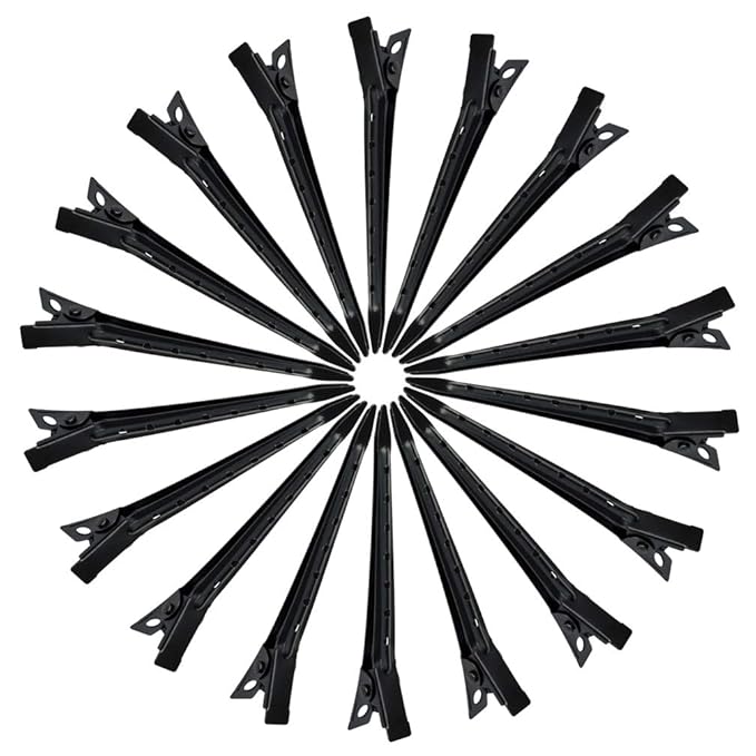 24 Packs Duck Bill Clips, Bantoye 2.75 Inches Rustproof Metal Alligator Curl Clips with Holes for Hair Styling, Hair Coloring, Black