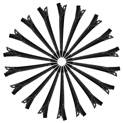 24 Packs Duck Bill Clips, Bantoye 2.75 Inches Rustproof Metal Alligator Curl Clips with Holes for Hair Styling, Hair Coloring, Black
