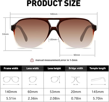 YDAOWKN Retro Aviator Sunglasses for Women Mens Large Frame Classic Vintage 70s Sun Glasses Aviators