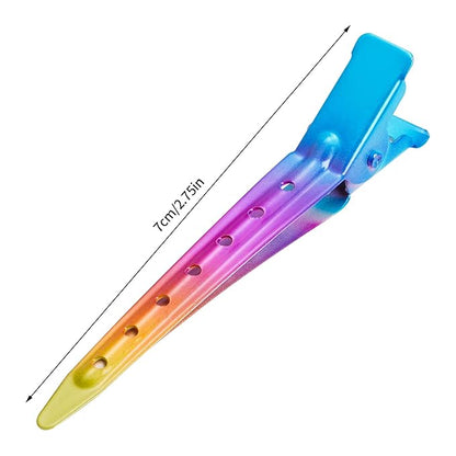 24 Packs Duck Bill Clips, Bantoye 2.75 Inches Rustproof Metal Alligator Curl Clips with Holes for Hair Styling, Hair Coloring, Gradient Rainbow