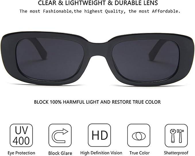 4 Pieces Retro Vintage Sunglasses Small Square Rectangle 90s Glasses Trendy Y2K for Women Aesthetic Accessories