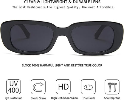 4 Pieces Retro Vintage Sunglasses Small Square Rectangle 90s Glasses Trendy Y2K for Women Aesthetic Accessories