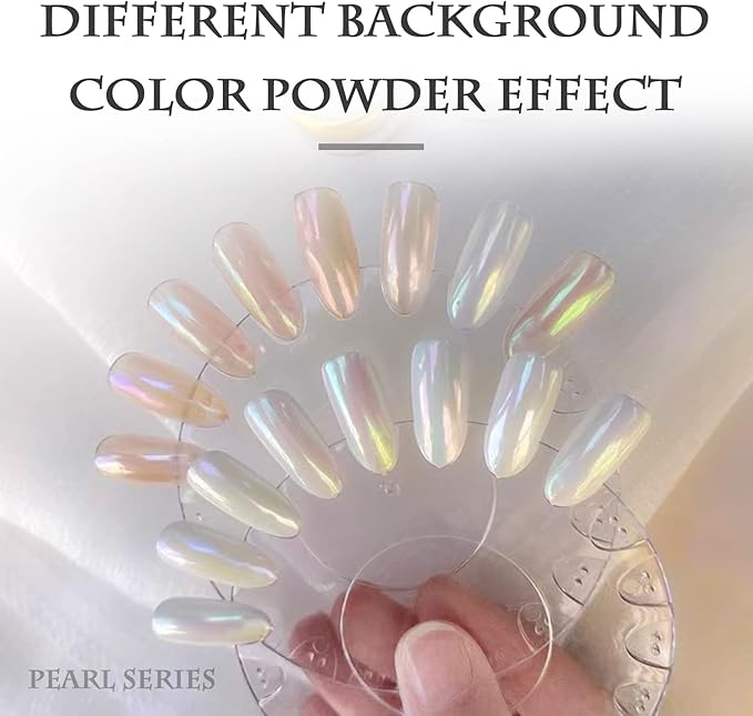 2 Pcs White Pearl Chrome Nail Powder,Mirror Effect Aurora Magic Pearlescent Nail Jewelry Glitter Holographic Pigment Symphony Mermaid Pearl Neon Ice Aurora Dust Nail Powder,DIY Nail Art Decorations