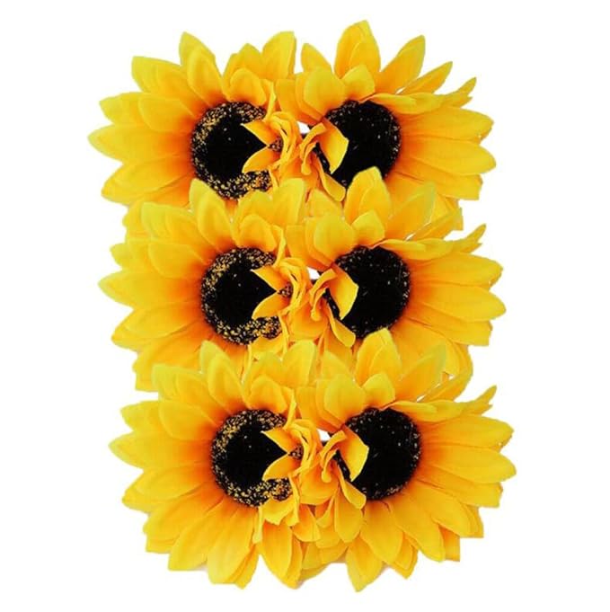 6Pcs 3.9 Lady Girls Sunflower Hair Alligator Clips Hairpin Hair Clamp Hair Styling Accessories for Party Beach Vacation Wedding Bridal Barrettes (Yellow)