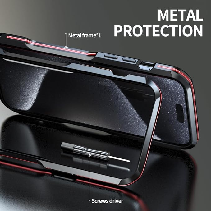 HENGHUI Aluminum Bumpers for iPhone 15 Pro Bumper Case with Strap Hole Metal Frame Bumper Cover Shock Absorbent Slim Cool Design (Silver)