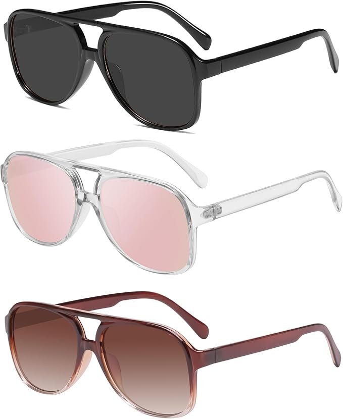 YDAOWKN Retro Aviator Sunglasses for Women Mens Large Frame Classic Vintage 70s Sun Glasses Aviators