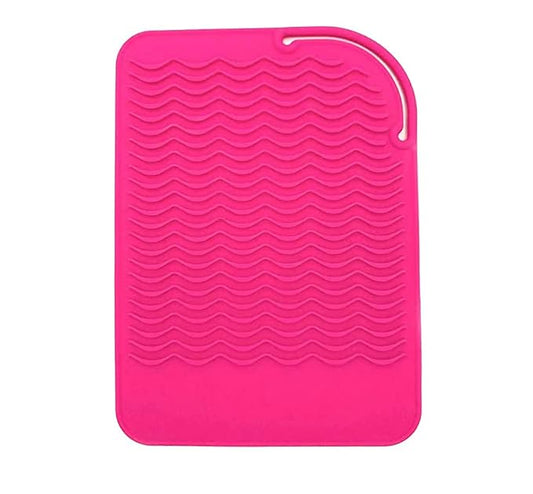 Heat Resistant Mat for Curling Iron, Flat Irons and Hair Straightener Hair Styling Tools 9" x 6.5", Food Grade Silicone, Pink