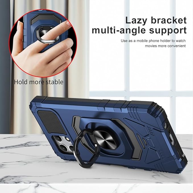for T-Mobile Revvl 7 5G Case with Screen Protector,Revvl 7 5G Phone Case Military Grade Protection Built-in Magnetic Ring Stand Soft Rugged Silicone Corner Shockproof Cover for T-Mobile Revvl 7 Blue