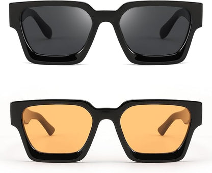 FEISEDY Retro 90s Square Sunglasses for Women Men Trendy Chunky Rectangle Sunglasses UV400 Protection B2385
