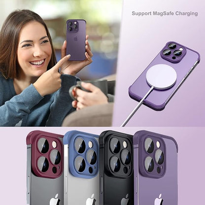 Frameless Case for iPhone 15 Pro Max Case with Camera Lens Protector, Slim Soft TPU Silicone Shockproof Phone Borderless Cover,Ultra-Thin Lightweight Bumper Frameless Slim Cover,Gray,
