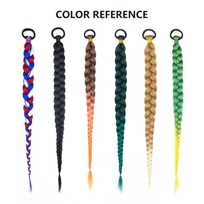 2 Pack Braid Ponytail Extension with Elastic Tie Straight Sleek Wrap Around Extensions Hair Ponytail Extension 26 Inch (Red/White/Blue#)